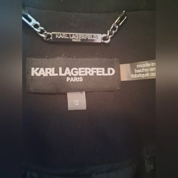 Karl Lagerfeld Paris Plaid Black and Gray Blazer Size 12 NWOT P2P 20
